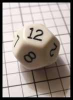 Dice : Dice - 12D - White with Black Numerals Eased Edges - Ebay Jan 2010